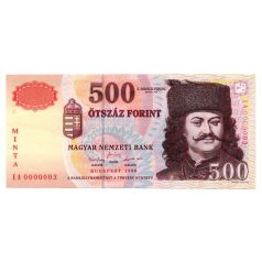   500 Forint Bankjegy 1998 MINTA extrém alacsony sorszám 0000003