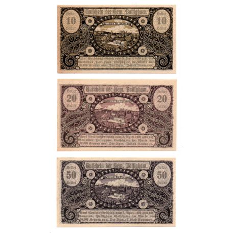 Ausztria Notgeld Pattigham 10-20-50 Heller 1920 Teljes sor!