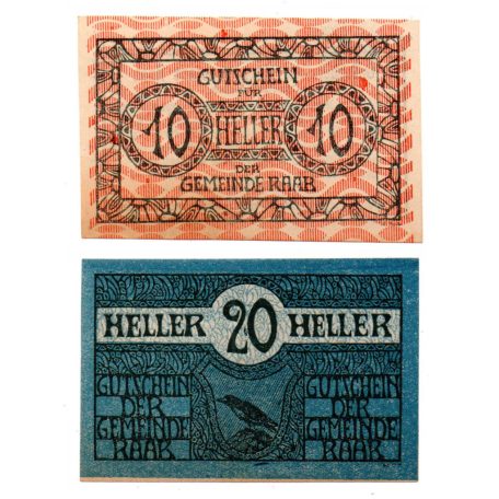 Ausztria Notgeld Raab 10-20 Heller 1920
