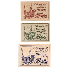 Ausztria Notgeld Regau 10-20-50 Heller 1920 Teljes sor!