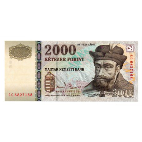 2000 Forint Bankjegy 2004 CC gEF, él nélküli hullám