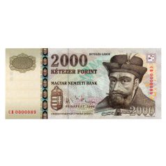 2000 Forint Bankjegy 2005 CB UNC alacsony sorszám