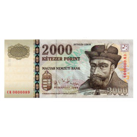 2000 Forint Bankjegy 2005 CB UNC alacsony sorszám