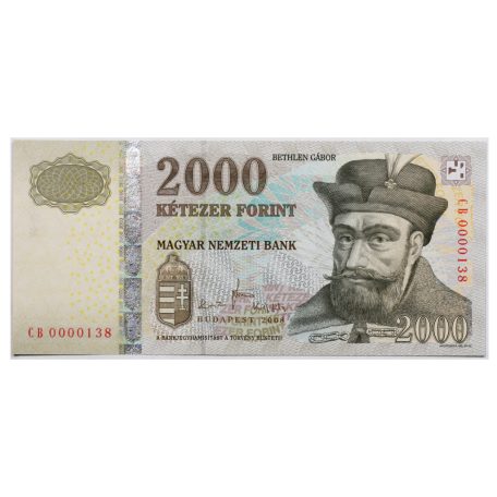 2000 Forint Bankjegy 2008 CB UNC alacsony sorszám