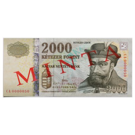 2000 Forint Bankjegy 2010 MINTA nagyon alacsony sorszám 0000050