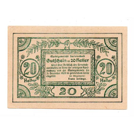 Ausztria Notgeld Sarleinsbach 20 Heller 1920