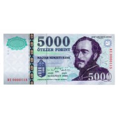 5000 Forint Bankjegy 1999 BE UNC, alacsony sorszám