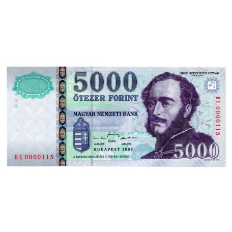 5000 Forint Bankjegy 1999 BE UNC, alacsony sorszám