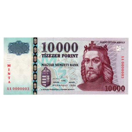 10000 Forint Bankjegy 1998 MINTA extrém alacsony sorszám 0000003