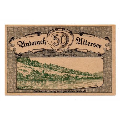 Ausztria Notgeld Unterach am Attersee 50 Heller 1920