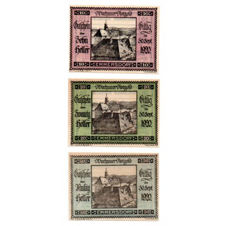 Ausztria Notgeld Wachau-Emmersdorf 10-20-50 Heller 1920