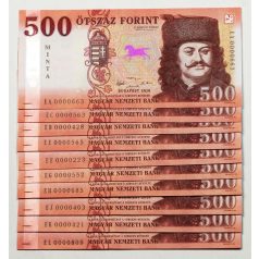   500 Forint Bankjegy 2018 MINTA plusz 9 alacsony sorszámú betűsor