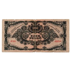   1000 Pengő Bankjegy 1945 F egyenes hármas a sorszámban Bélyeg