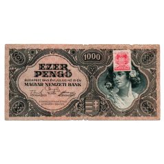   1000 Pengő Bankjegy 1945 F egyenes hármas a sorszámban Bélyeg