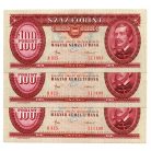 100 Forint Bankjegy 1984 aUNC fordított alapnyomat sorkövető 3db