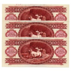   100 Forint Bankjegy 1984 aUNC fordított alapnyomat sorkövető 3db