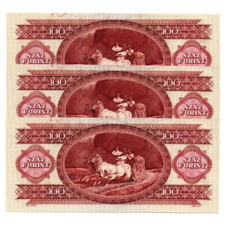 100 Forint Bankjegy 1984 aUNC fordított alapnyomat sorkövető 3db