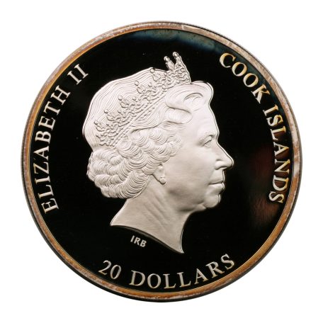 Cook-szigetek 20 Dollár 2014 PP Swarowski kristállyal díszítve 3 UNCIA 93,3g Ag999 
