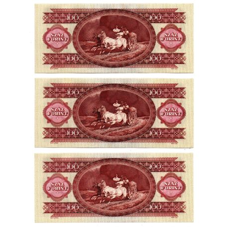 100 Forint Bankjegy 1984 UNC sorszámkövető 3db