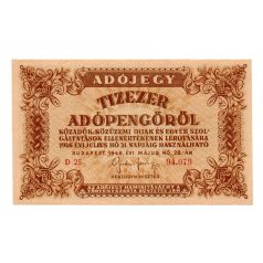 10000 Adópengő 1946 P49h EF rozsdabarna számozás