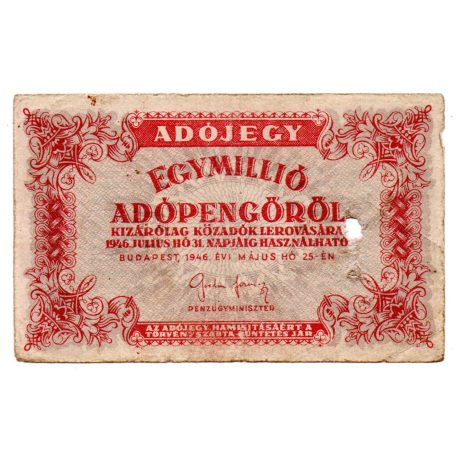 1 Millió Adópengő 1946 P53B G-VG