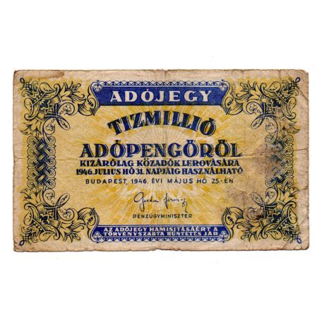 10 Millió Adópengő 1946 P54D VG