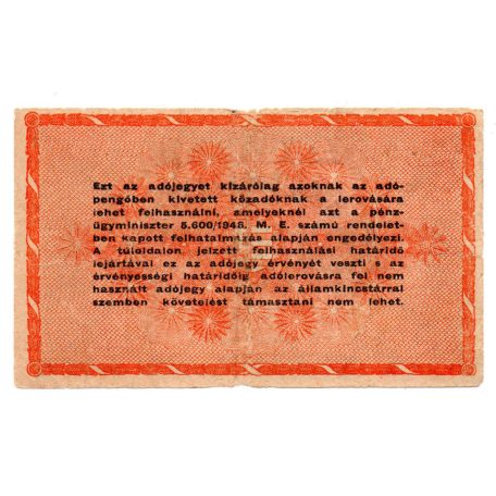 100 Millió Adópengő 1946 P55h VG hajó vízjel és fordított címer