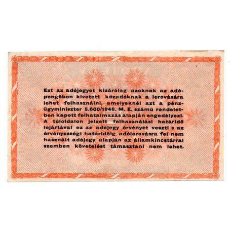 100 Millió Adópengő 1946 P55C gEF, hajtatlan vastag fehér papír