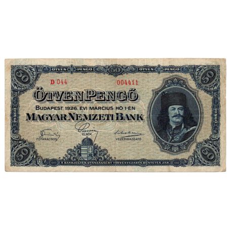 50 Pengő Bankjegy 1926 VF alacsony sorszámmal