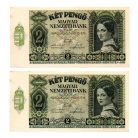 2 Pengő Bankjegy 1940 sorszámkövető 2 db