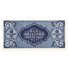 1 Milliárd Milpengő Bankjegy 1946 MINTA perforációval