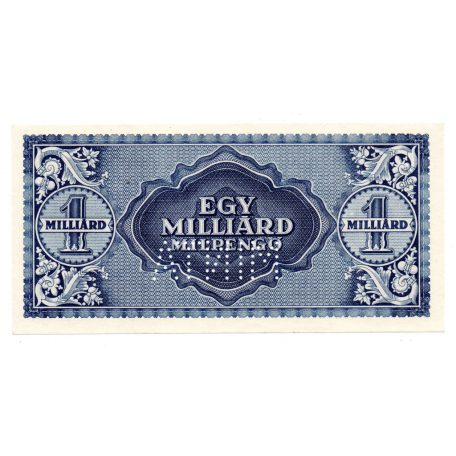 1 Milliárd Milpengő Bankjegy 1946 MINTA perforációval