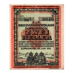 1916 Sopronnyék Hadifogolytábor 2 Fillér