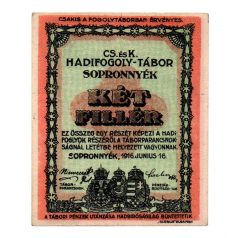 1916 Sopronnyék Hadifogolytábor 2 Fillér