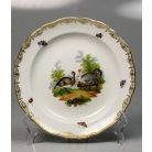 Antik pulykás festett porcelán tányér Meissen 19. sz