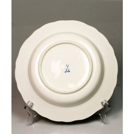 Antik kakas tyúk dekoros festett 3 db-os porcelán étszer Meissen