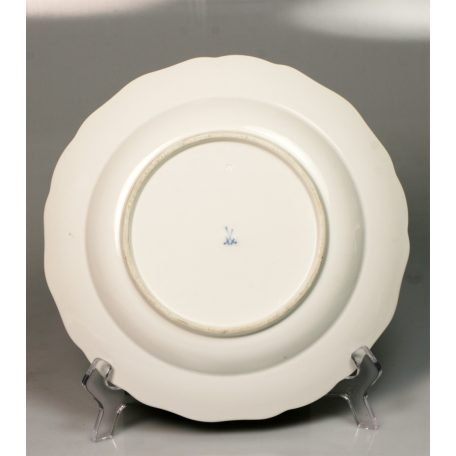 Antik kakas tyúk dekoros festett 3 db-os porcelán étszer Meissen