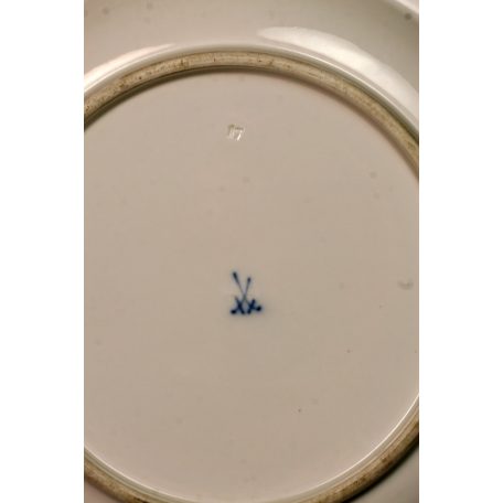 Antik kakas tyúk dekoros festett 3 db-os porcelán étszer Meissen