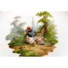 Antik kakas tyúk dekoros festett 3 db-os porcelán étszer Meissen