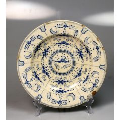   Antik Zsolnay kék virágmintás porcelán mélytányér 1878-90