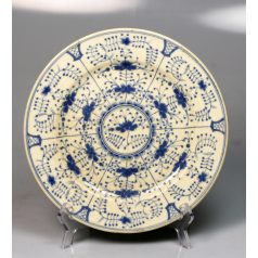 Antik Zsolnay kék virágmintás porcelán tányér 1878-90
