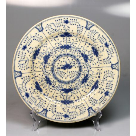 Antik Zsolnay kék virágmintás porcelán tányér 1878-90