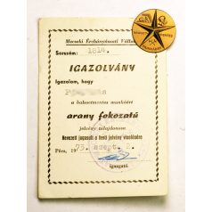 Balesetmentes Munkáért jelvény arany fokozat 1973 MÉV