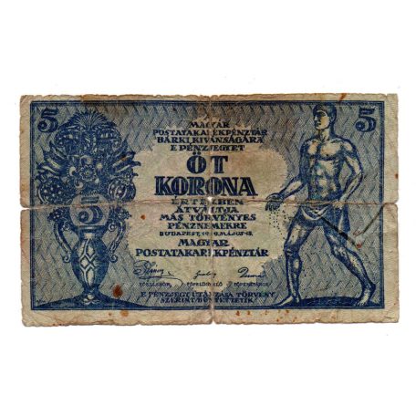 5 Korona Postatakarékpénztár jegy 1919 G Más Törvényes