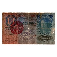   20 Korona Bankjegy 1913 II. kiadás Magyarország bélyegzéssel G