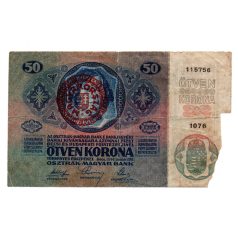 50 Korona Bankjegy 1914 Magyarország felülbélyegzéssel P