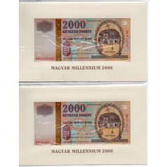 2000 Forint Bankjegy Millennium 2000 sorszámkövető pár