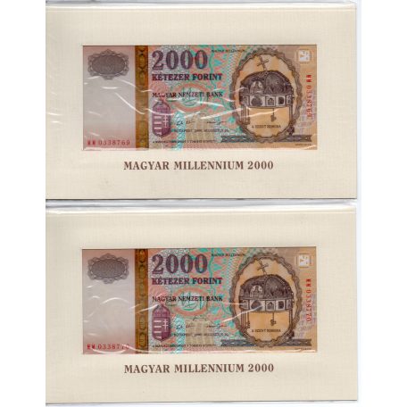 2000 Forint Bankjegy Millennium 2000 sorszámkövető pár
