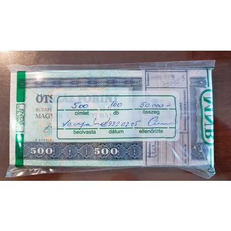 500 Forint Bankjegy 1990 MNB 100 db-os köteg