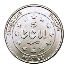 Belgium  5 ECU 1987 aUNC 22,89g Ag833